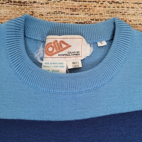 VINTAGE Color Block 100% Wool Sweater | size LARGE - Picture 6 of 7